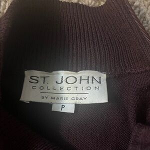 St.john Marie Gray sz P brown and gold embellished mock turtleneck sweater